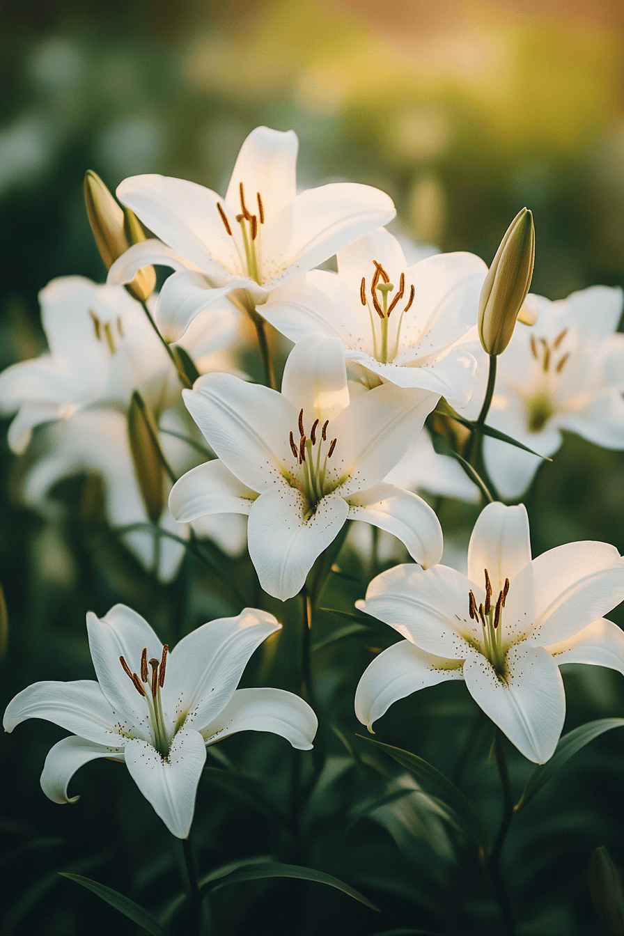 Free-growing wild lilies with slender orange petals, blooming naturally in a mountain meadow.