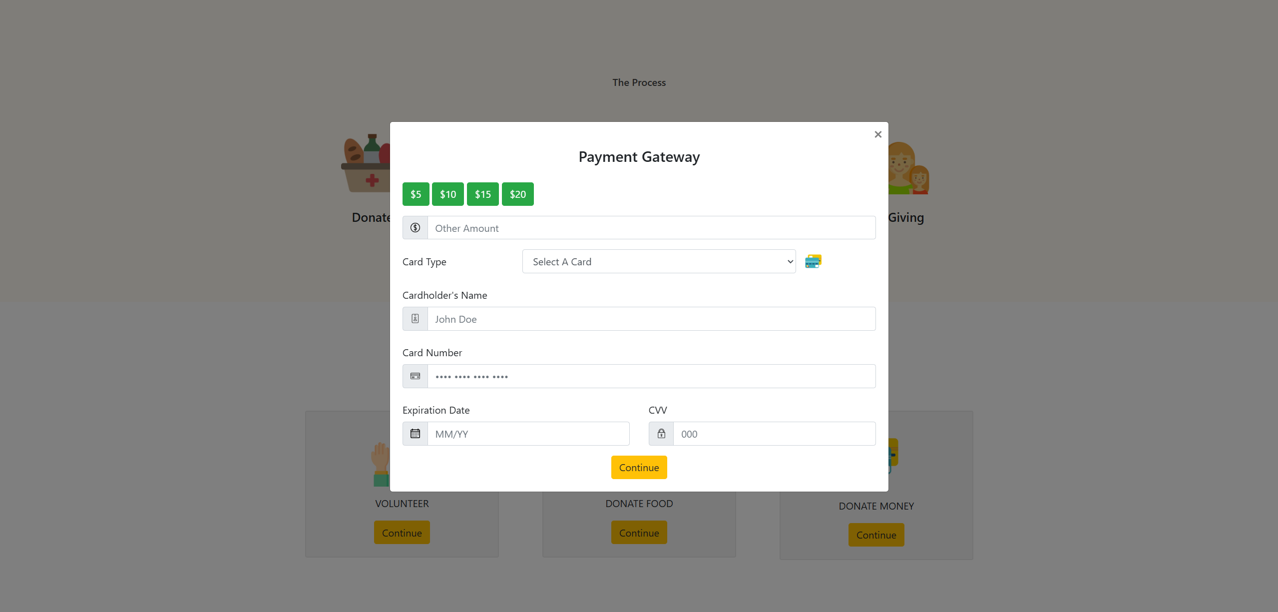 Love Letters monetary donation form