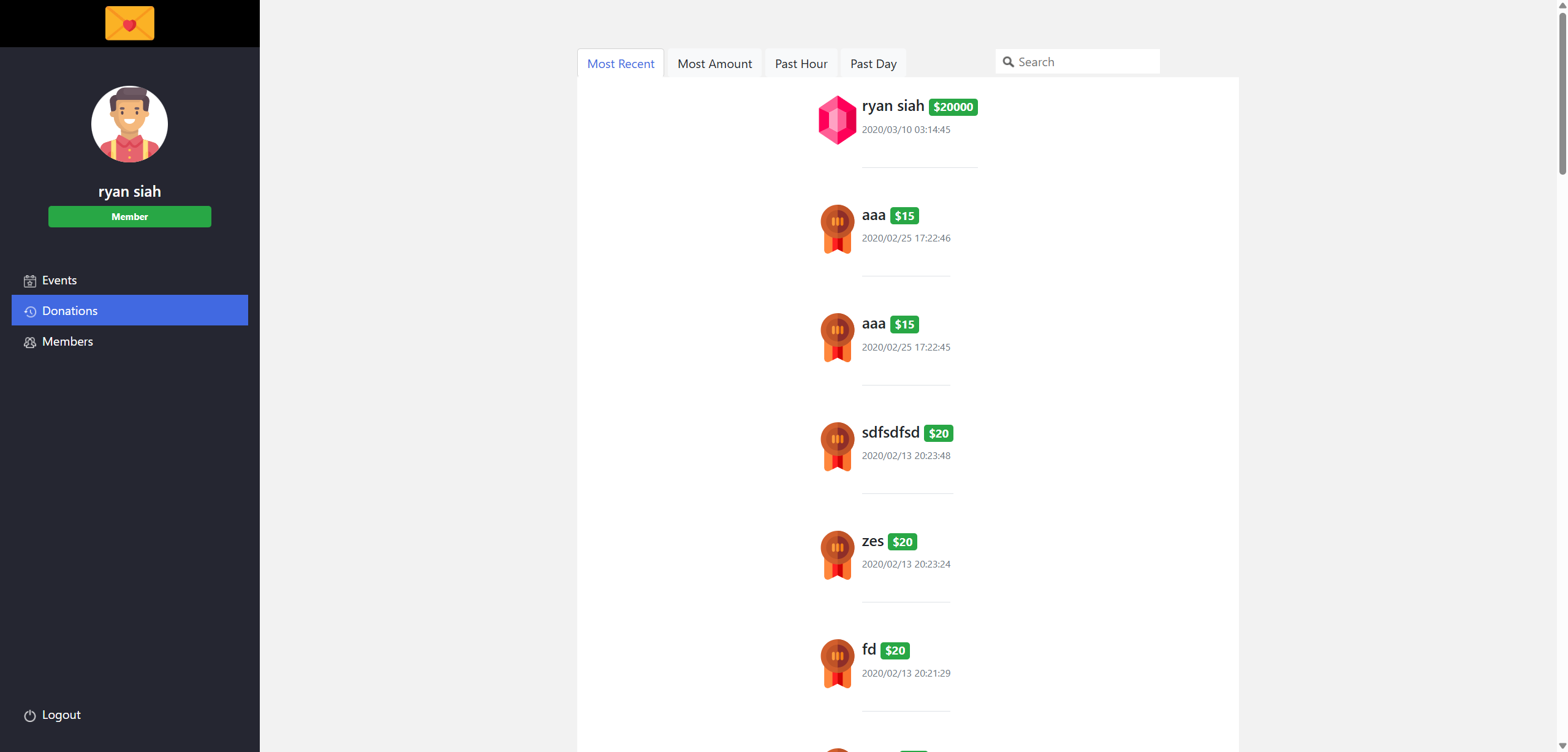 Love Letters monetary donations