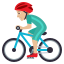 Man biking: medium-light skin tone :man_biking_tone2: 🚴🏼♂️
