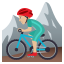 Man mountain biking: medium-light skin tone :man_mountain_biking_tone2: 🚵🏼♂️