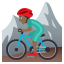 Man mountain biking: medium-dark skin tone :man_mountain_biking_tone4: 🚵🏾♂️