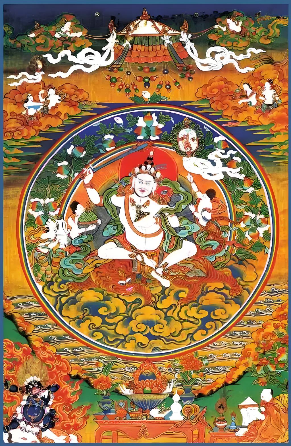 Tsongkhapa riding a tiger