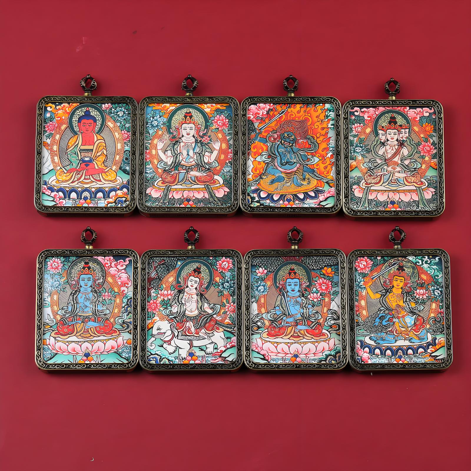 Hand-Painted Thangka Art: Chinese Zodiac Protectors and Buddhist Deities