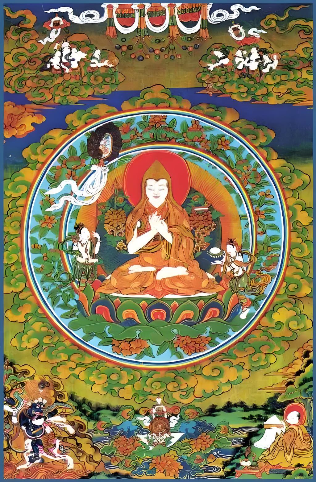 Tsongkhapa holding the Dharma teaching mudra