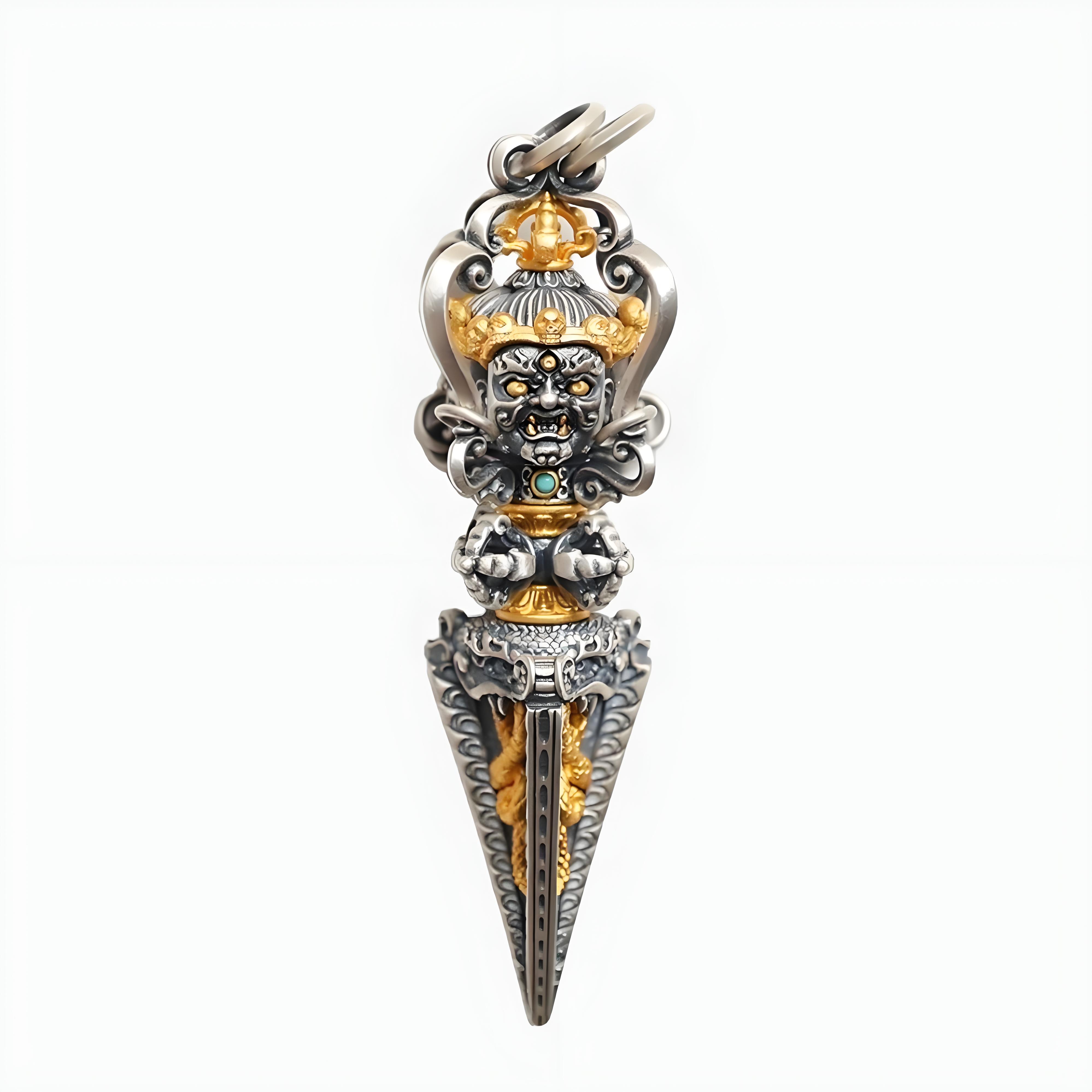 Tibetan Vajrakilaya Phurba Pendant | Buddhist Amulet Necklace