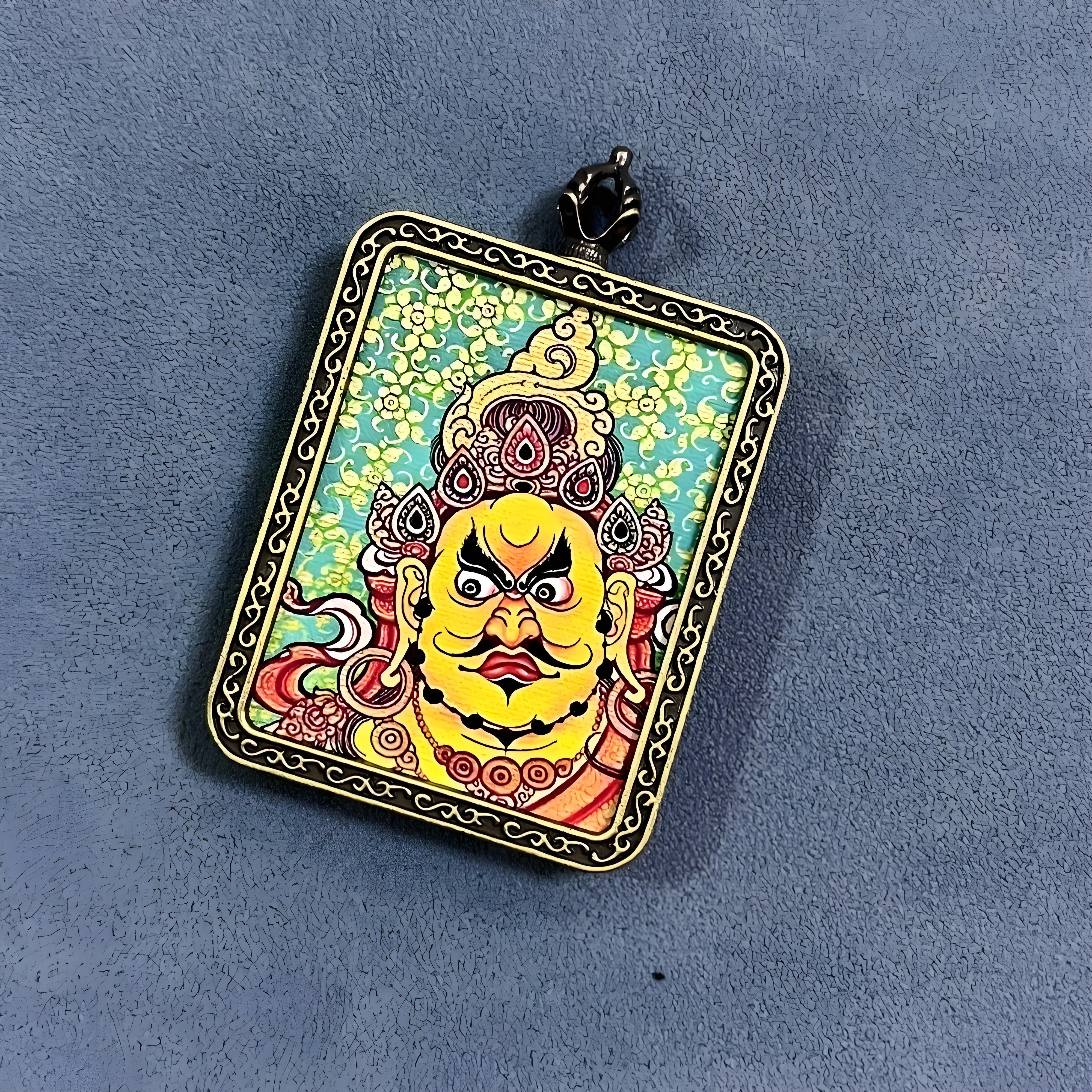 Dzambhala Wealth Deity Amulet | Tibetan Thangka