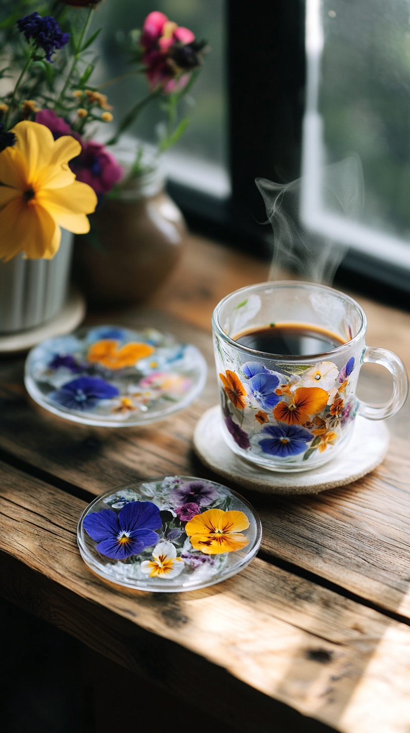 Pressed Flower Coasters
