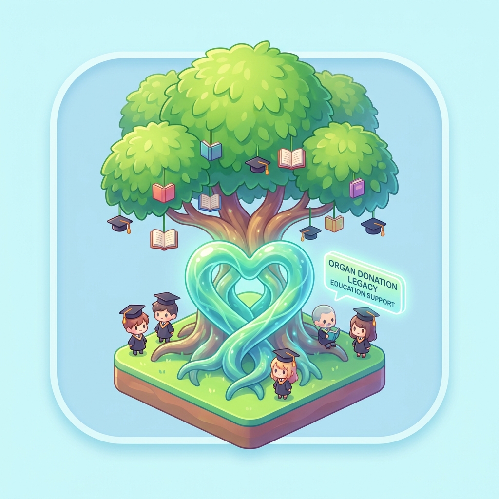 생명나눔이 교육 지원으로 이어지는 것을 상징하는 인포그래픽