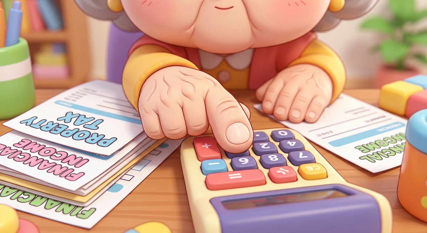 건강보험료 절약을 위해 재산세 과세표준과 금융소득을 계산하는 모습