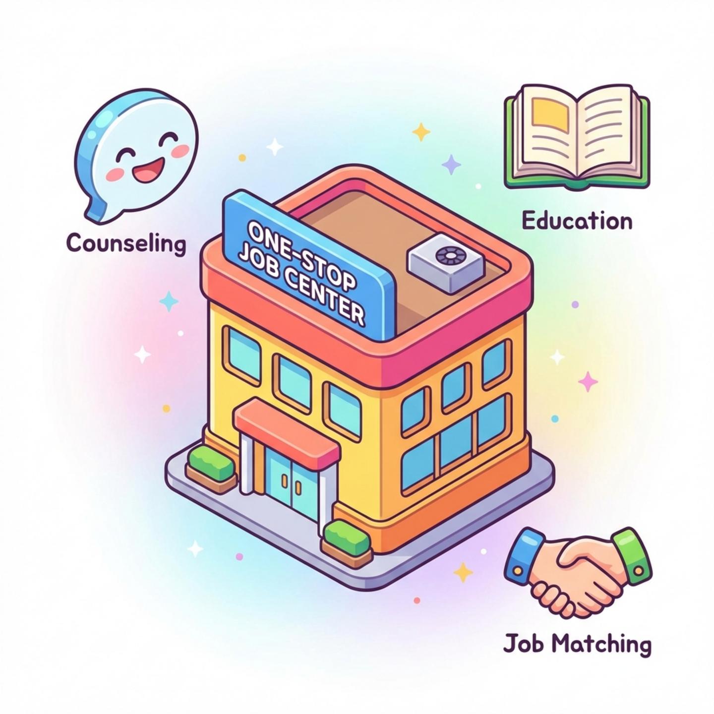 시니어 일자리 원스톱 지원센터의 핵심 기능 요약 인포그래픽