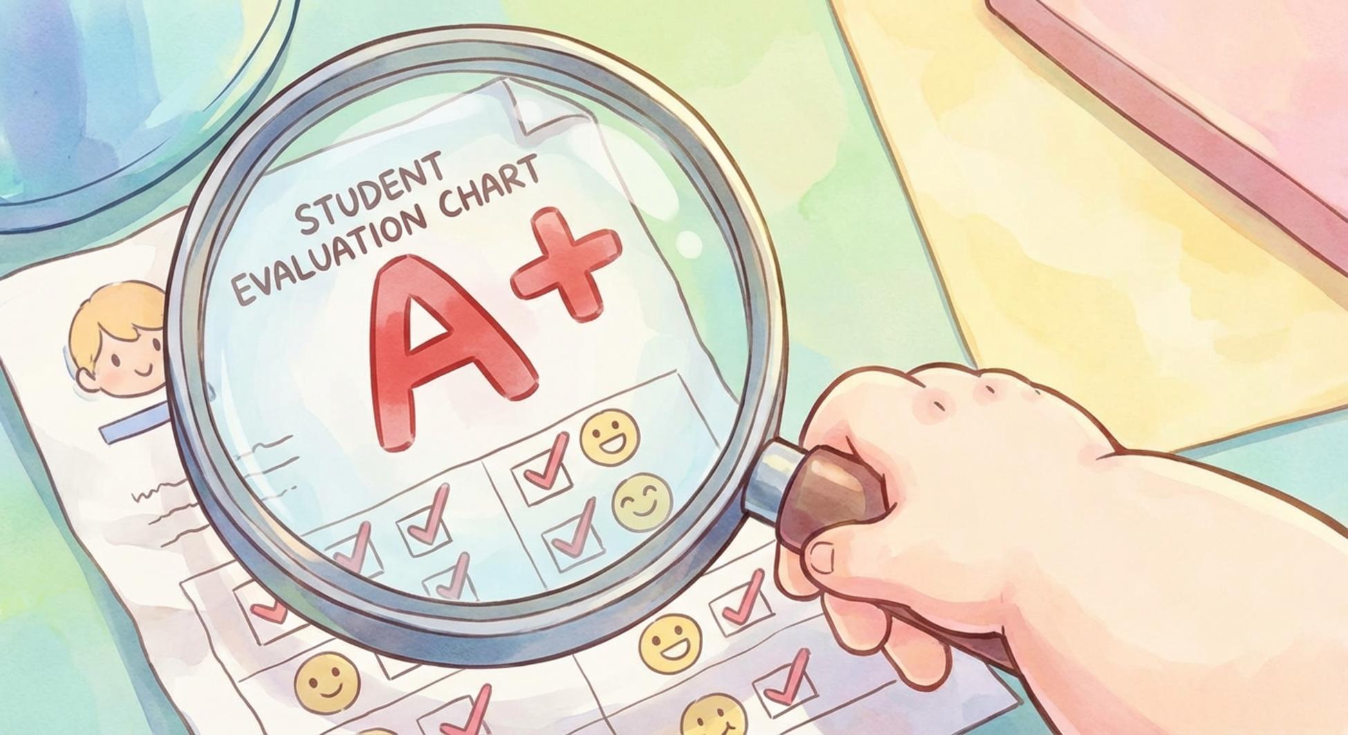 장기요양기관 평가결과 서류를 돋보기로 확인하는 모습