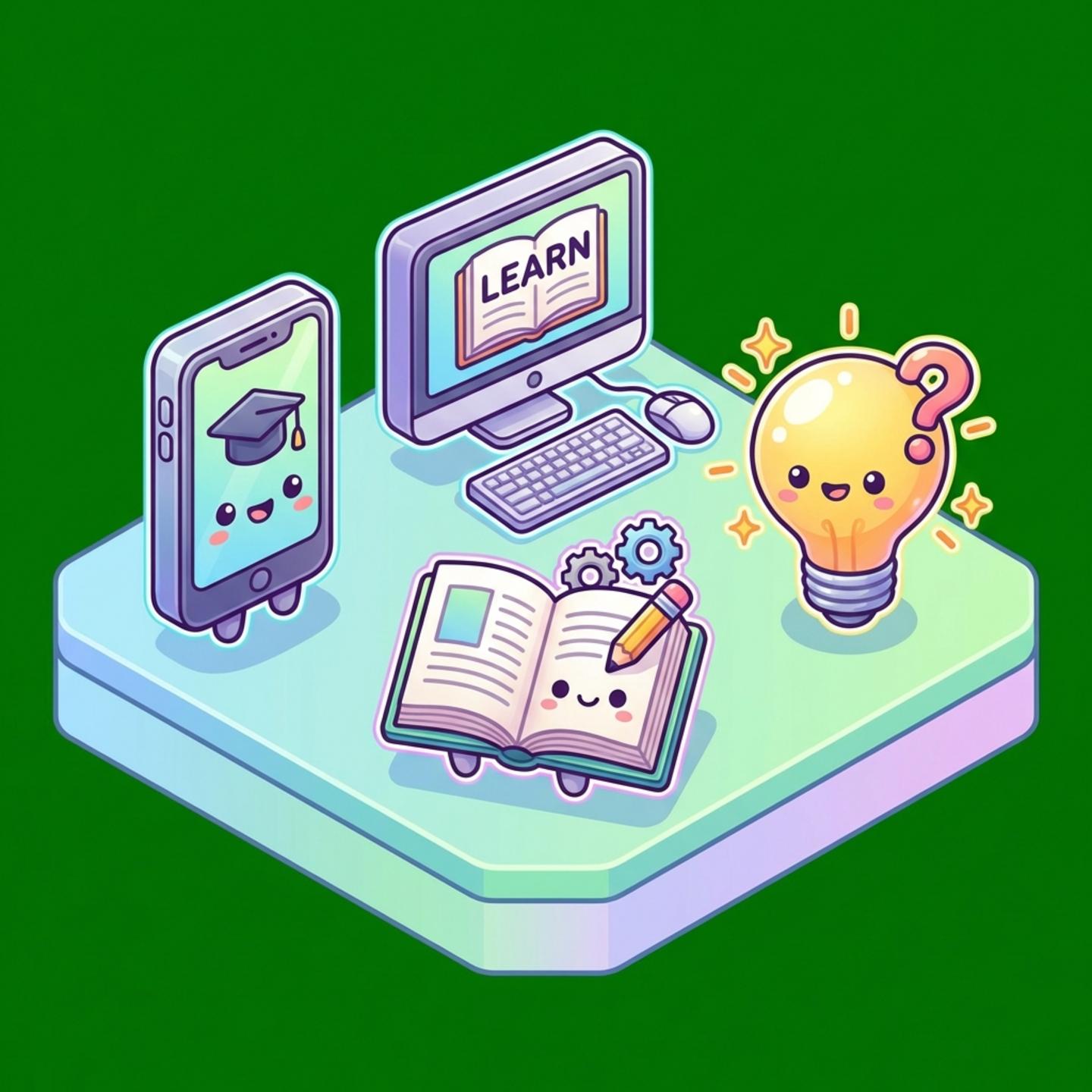 스마트폰, 컴퓨터, 책, 전구 아이콘으로 구성된 시니어 디지털 교육 인포그래픽.