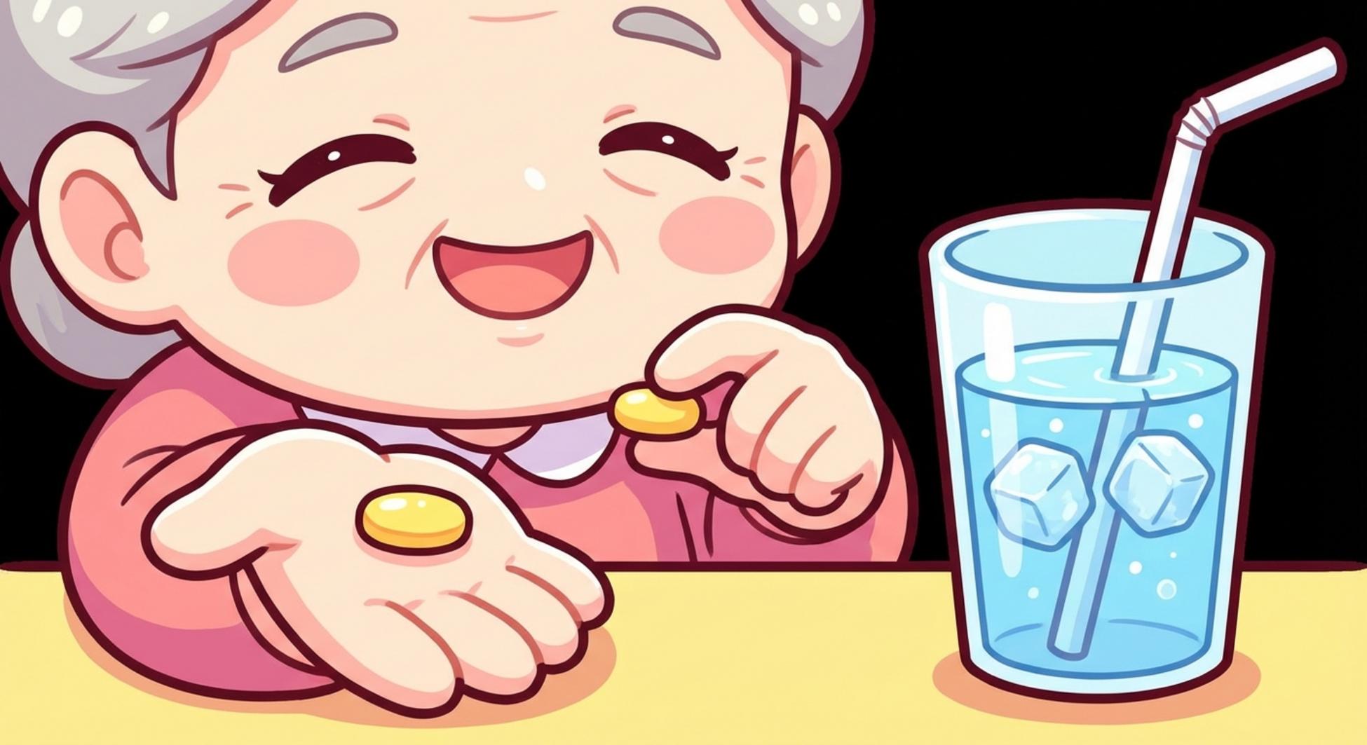 고혈압, 당뇨 약 복용 후 비타민 B를 챙겨 먹는 모습