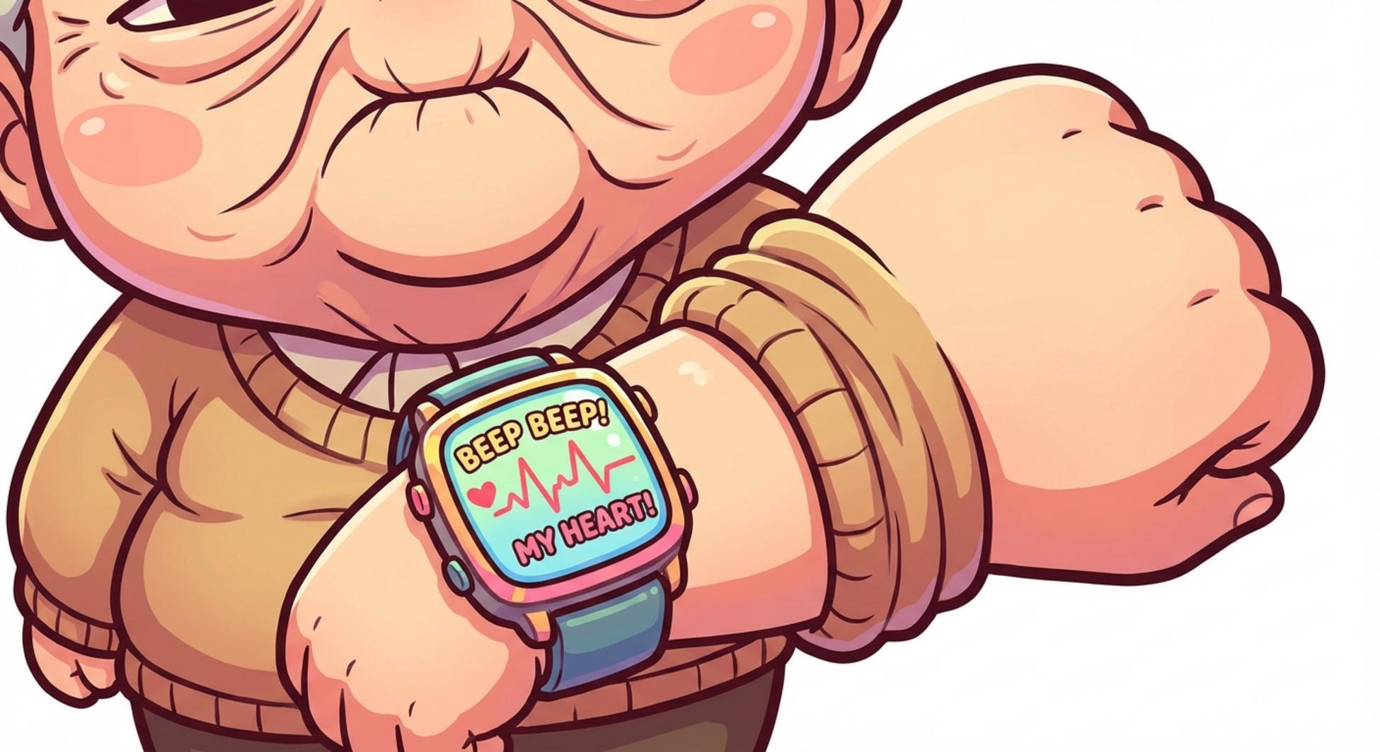 갤럭시 워치 화면에 표시된 심박수 그래프를 확인하는 모습