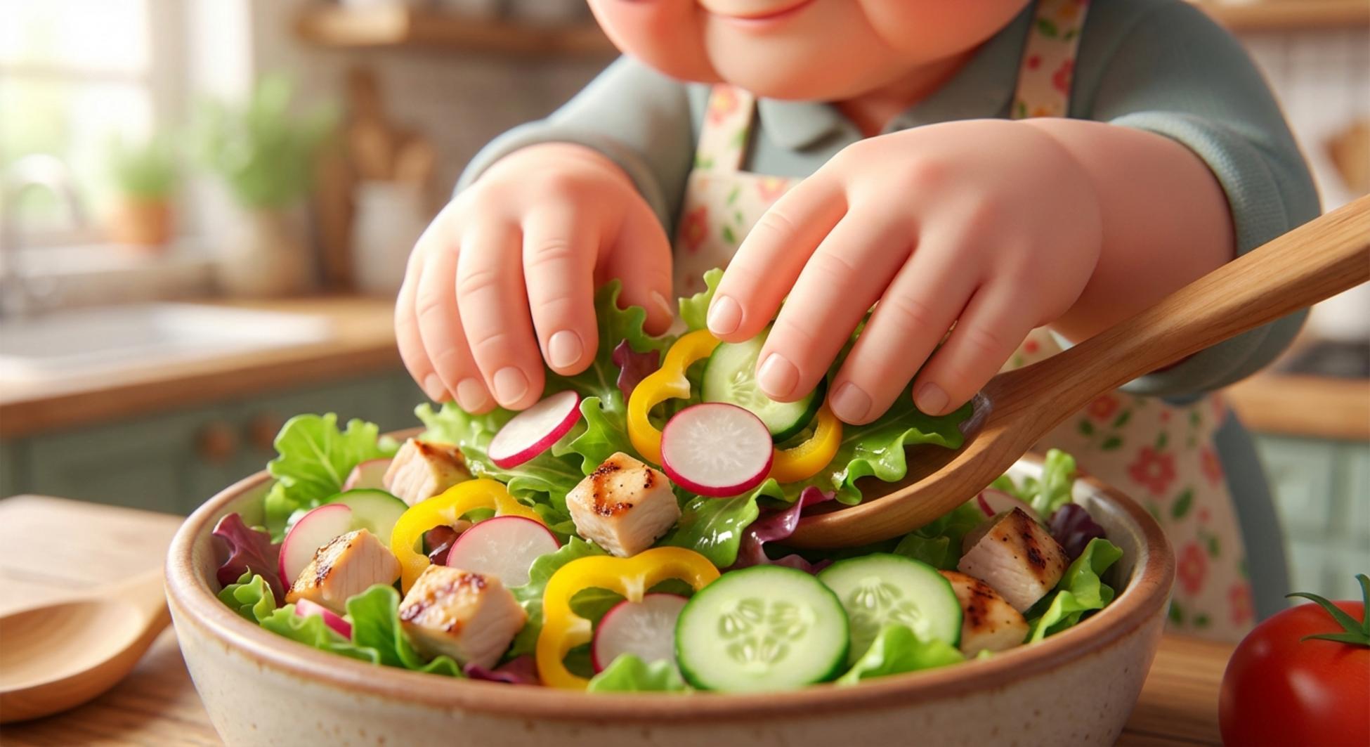 다양한 채소로 건강한 식단을 준비하는 모습