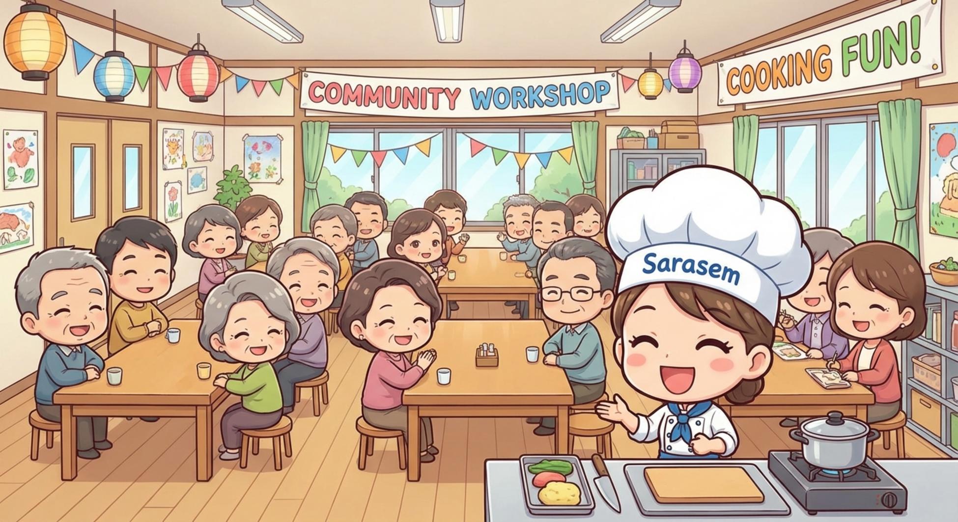 여러 중장년들이 함께 모여 즐겁게 대화하는 모습