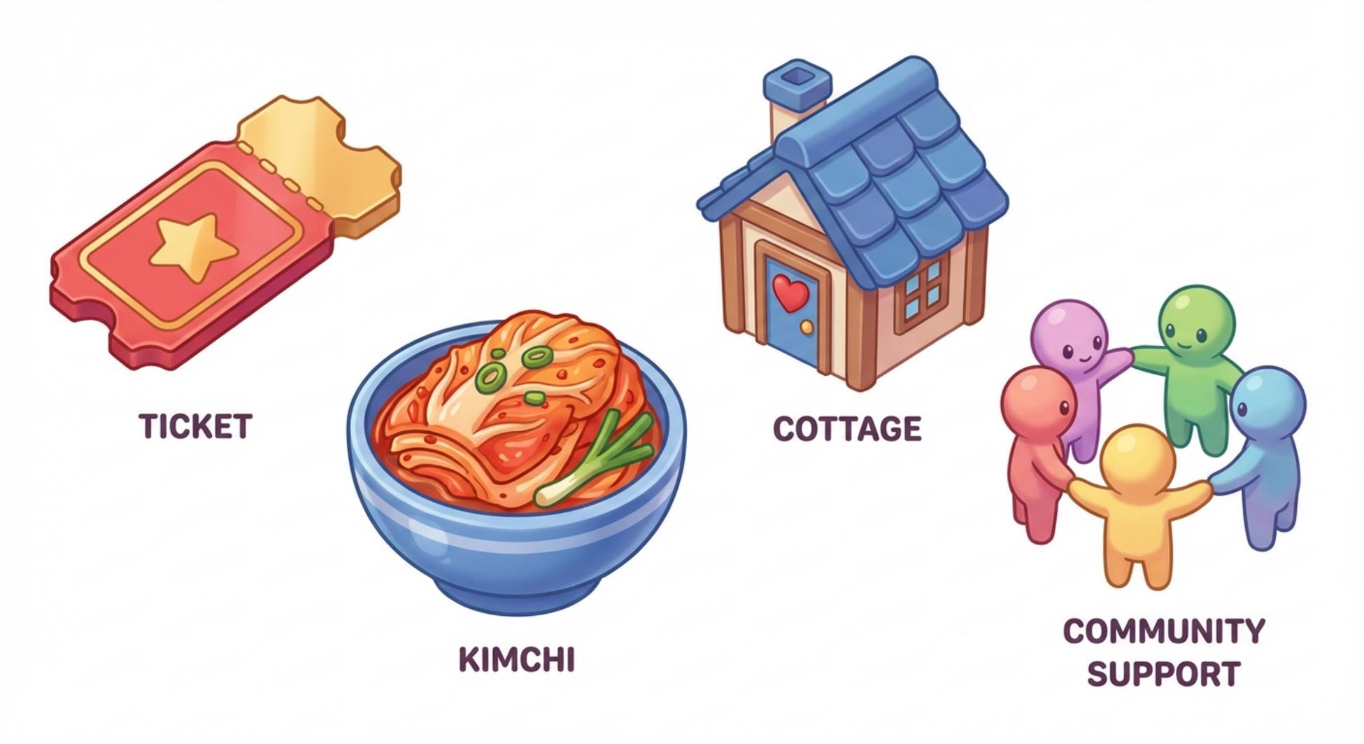 고독사 예방 지원 사업의 종류를 나타내는 인포그래픽 아이콘