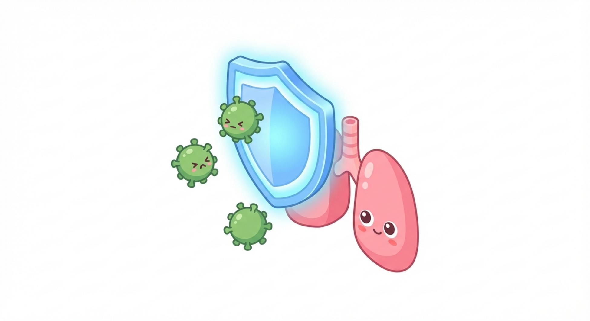 RSV 바이러스로부터 폐를 보호하는 백신의 예방 효과를 나타내는 인포그래픽