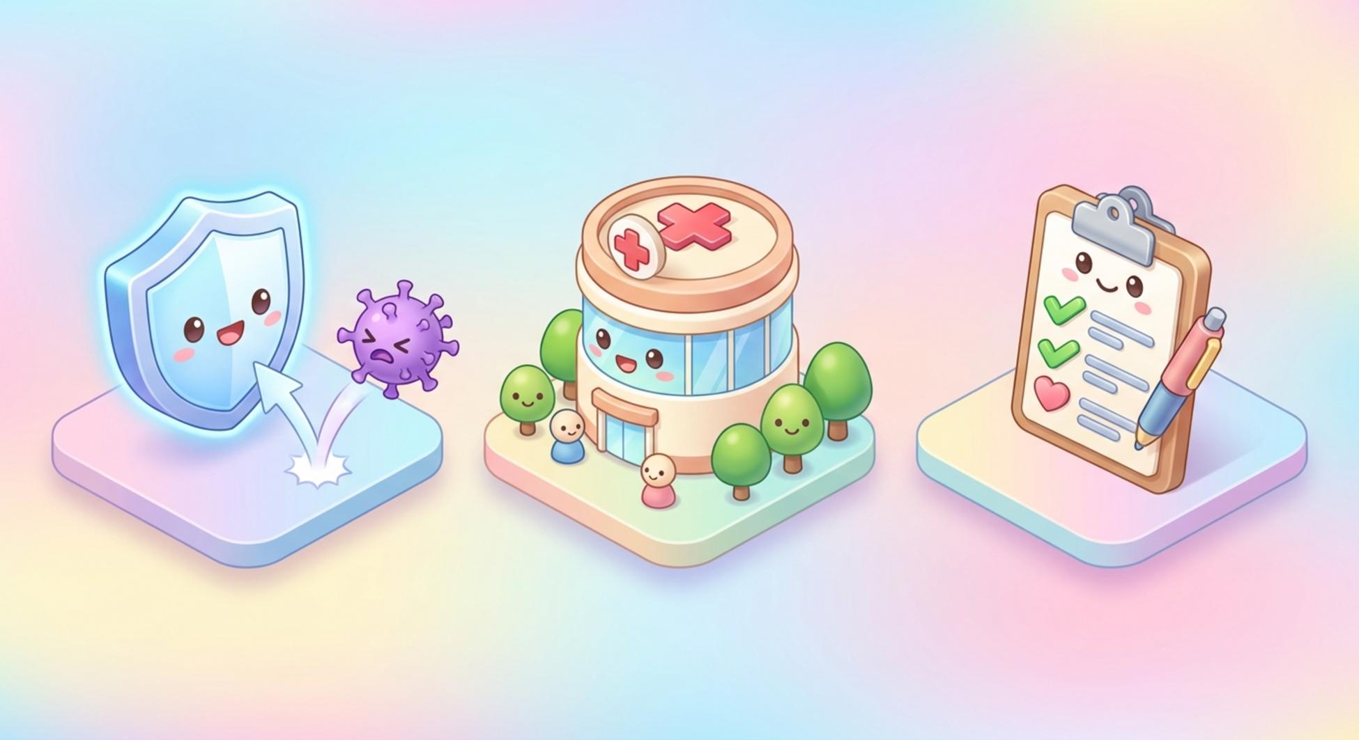 시니어 건강을 위한 5가지 핵심 수칙 요약 인포그래픽: 대상포진, 예방접종, 보건소, 만성질환, 정보