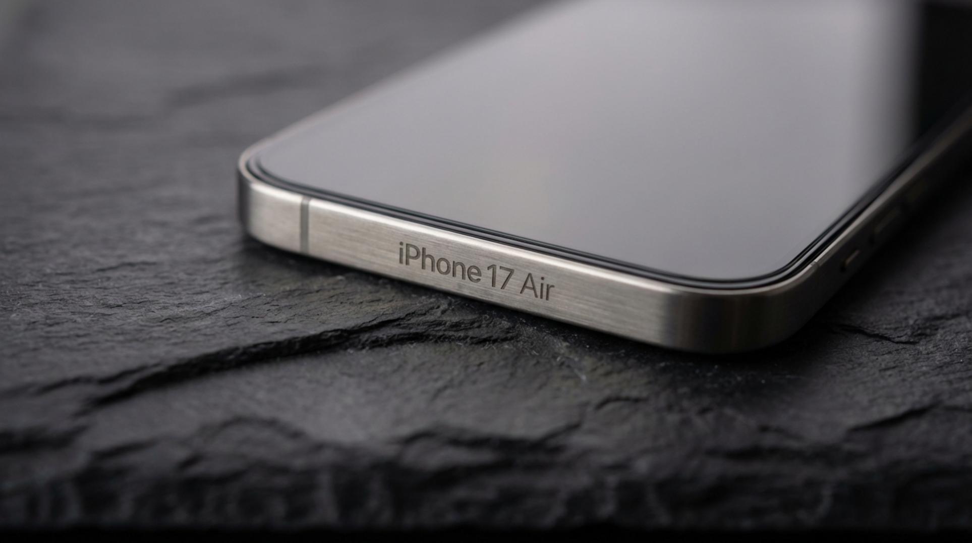 극도로 얇은 디자인이 강조된 아이폰 17 에어의 측면