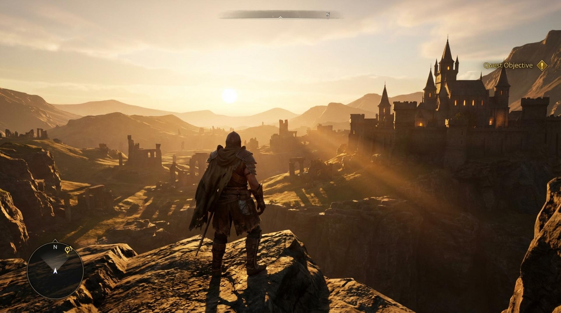 붉은사막 주인공이 광활한 대지를 배경으로 서 있는 모습