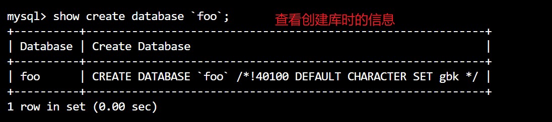 查看创建某库时的信息
