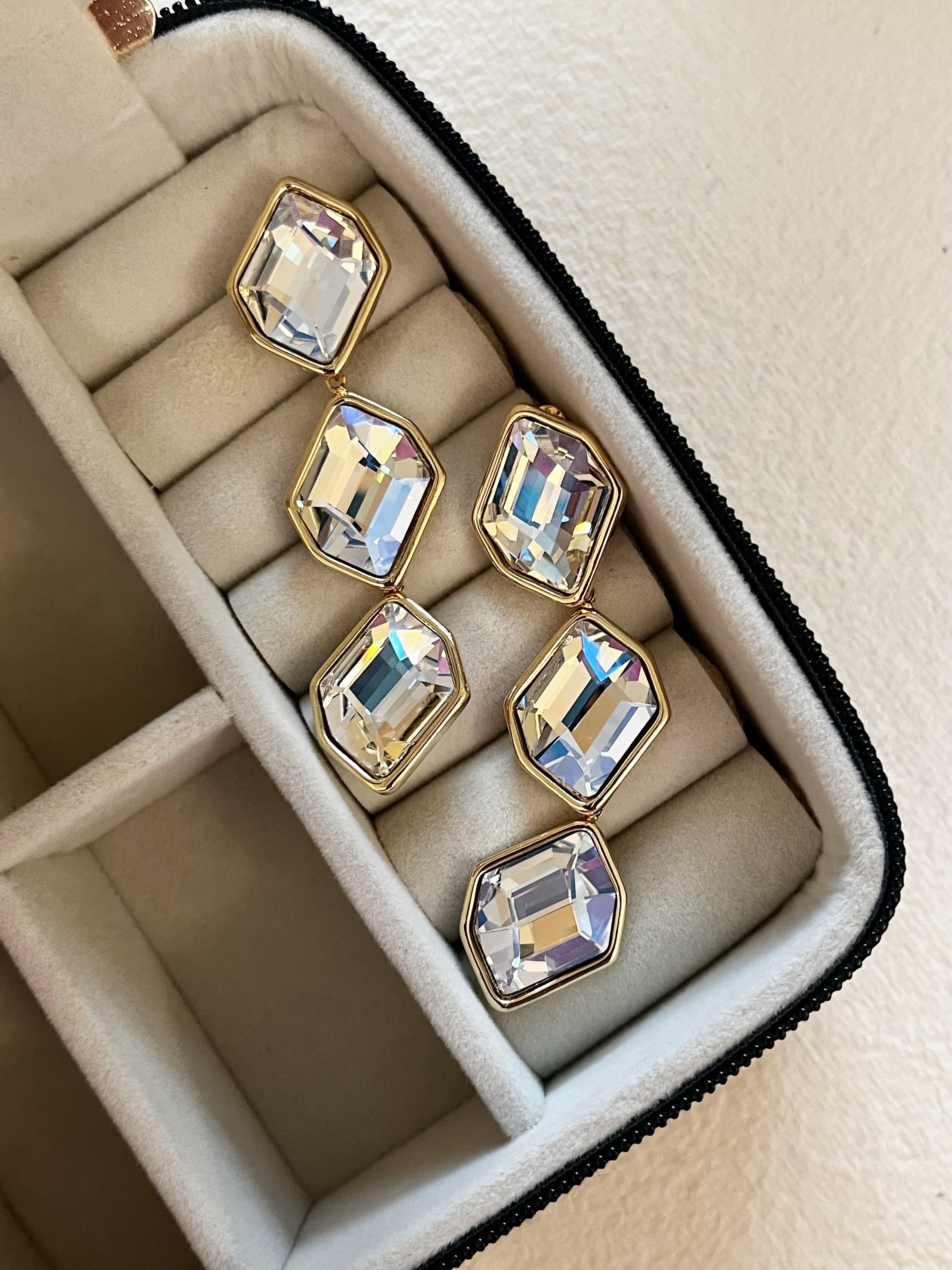 Triple Layer Stone Earrings