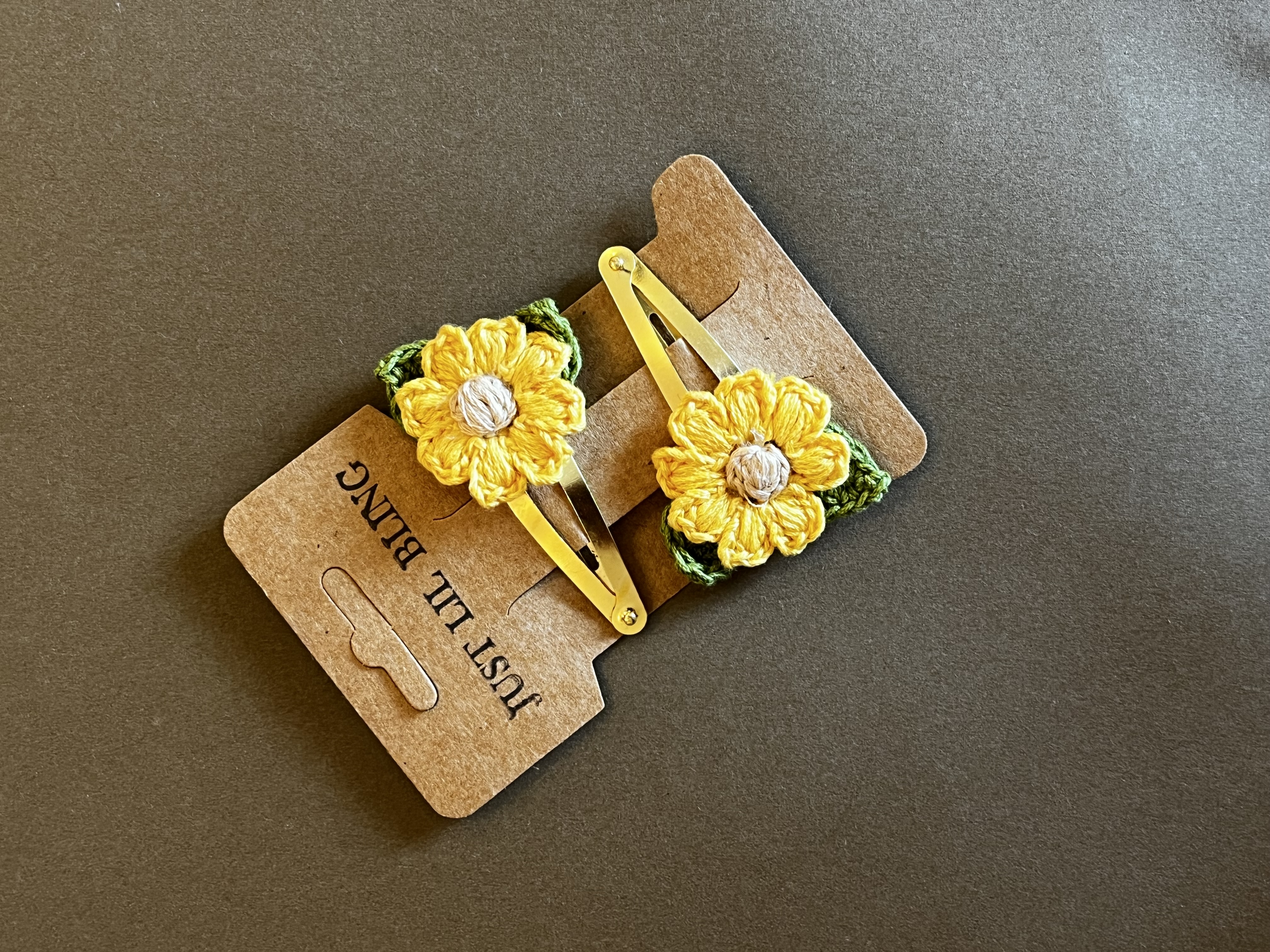 Mini Sunflower Crochet Tic Tac Pins (Set of 2)