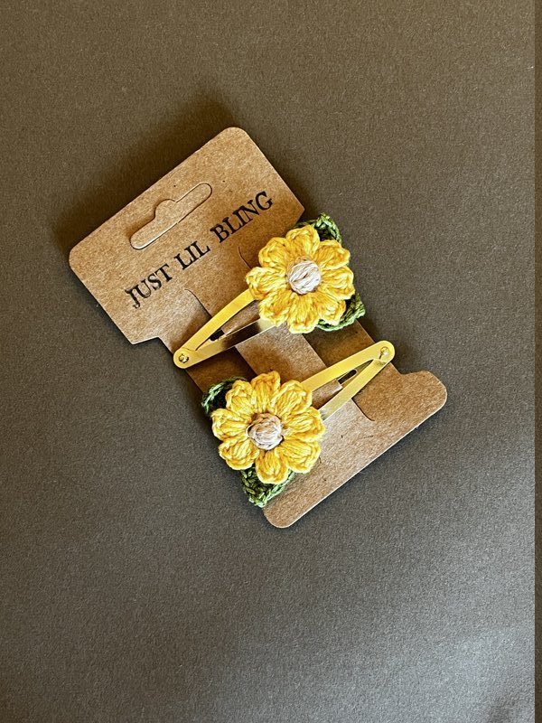 Mini Sunflower Crochet Tic Tac Pins (Set of 2)