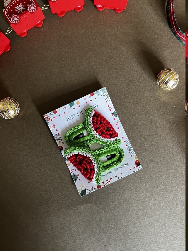 Watermelon Slice Hair Clips (Pair)