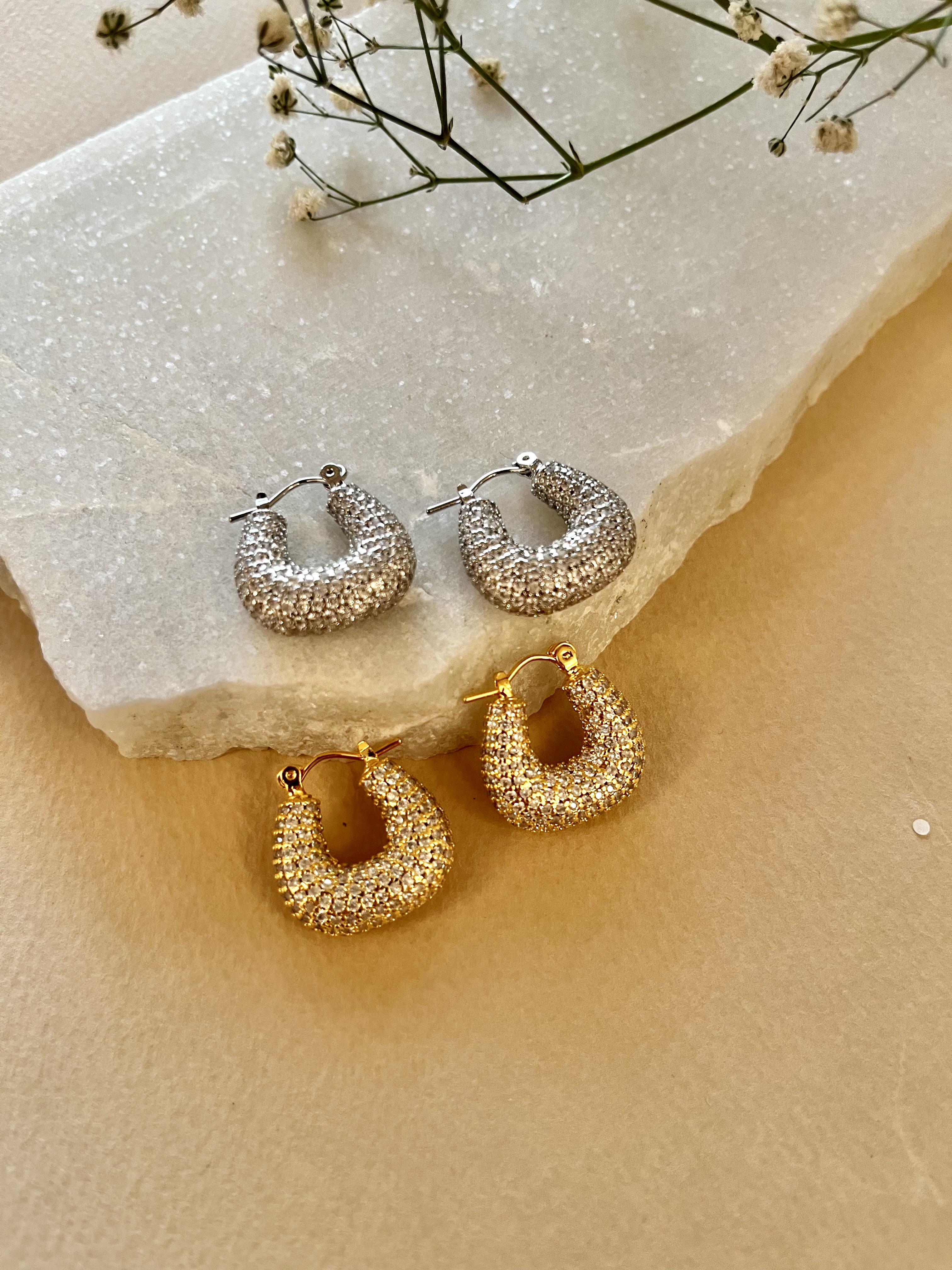 Silver Studded Hoops