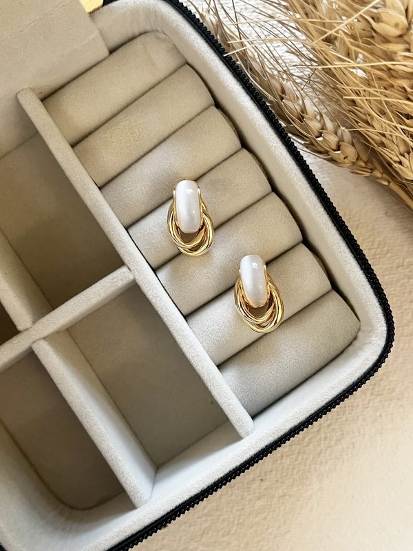 Greyish White Small Earrings