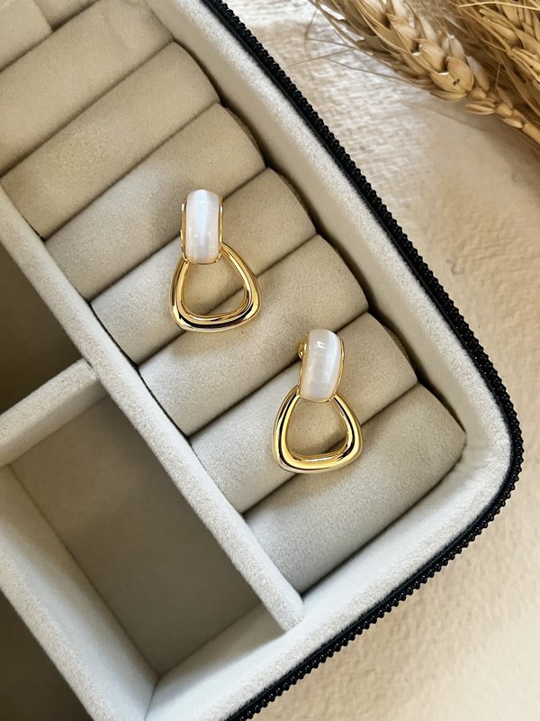 Greyish White Earrings