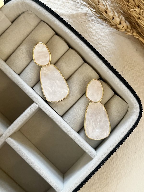 Double Layer Mother of Pearl Earrings