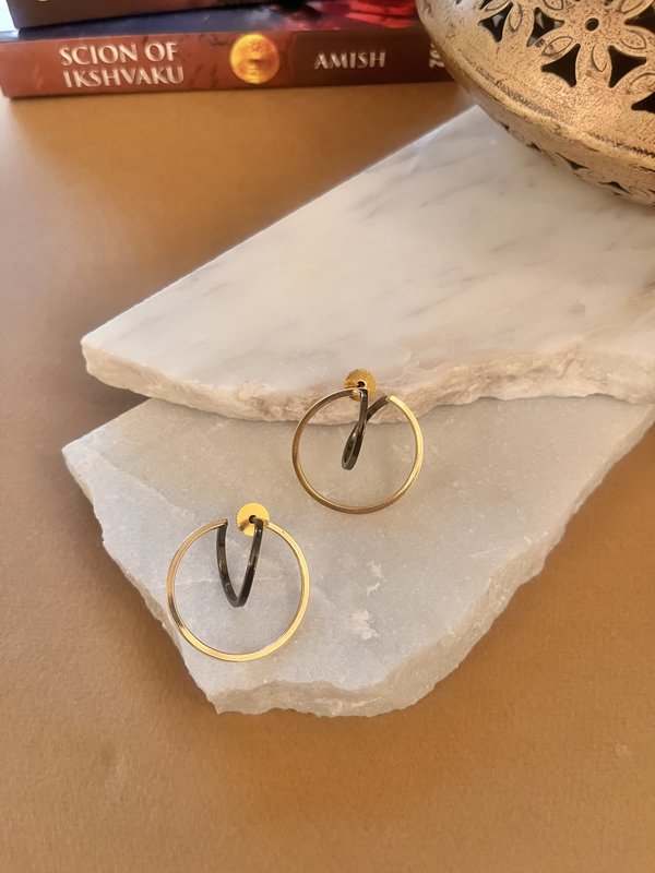 Dual Tone Sphere Earrings