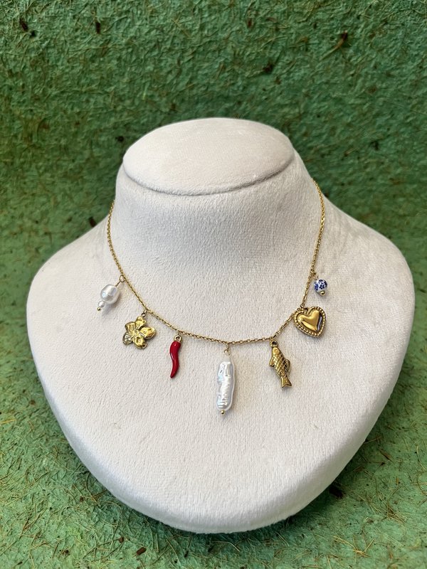 Chilli with Fish Charms Necklace