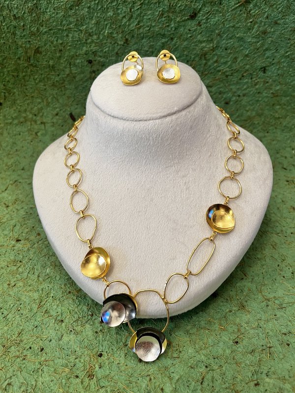 Long Dual Tone Necklace Set