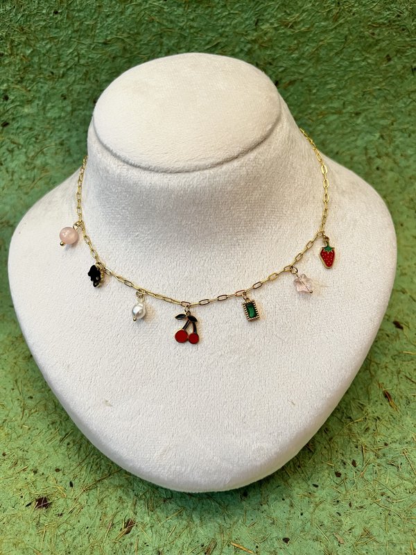 Red Cherry Charms Necklace