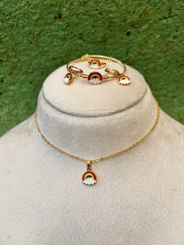 Brass Rainbow 4 pcs Necklace Set