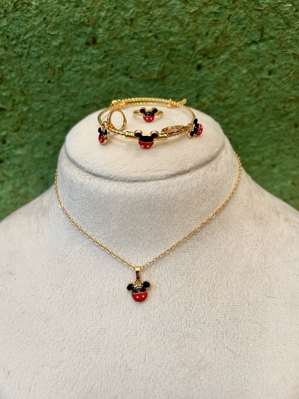 Brass Mickey 4 pcs Necklace Set