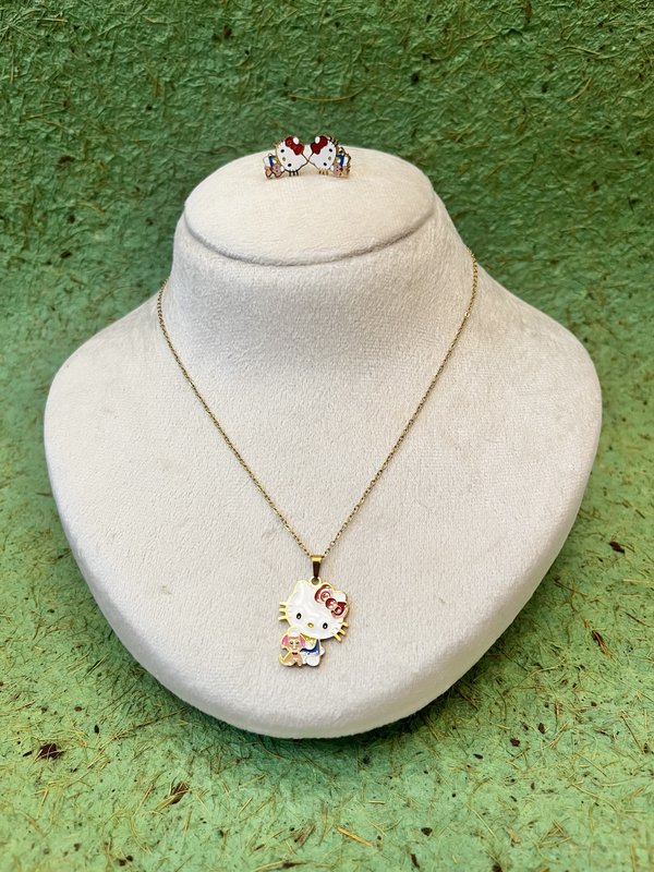 Dull gold Hello Kitty Necklace Set