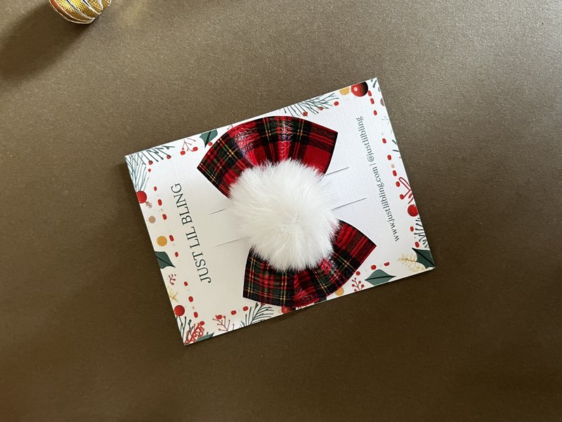 Faux Leather Red Bow Aligator Clip (Single)