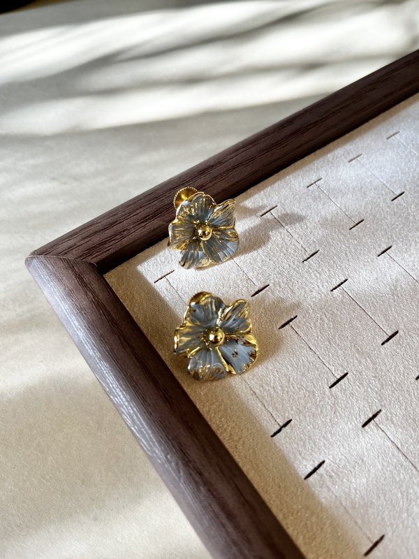 Indigo Blue Floral Studs