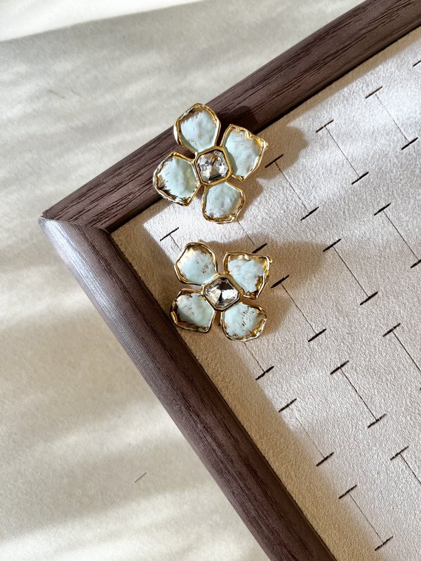 Sea Green Floral Studs