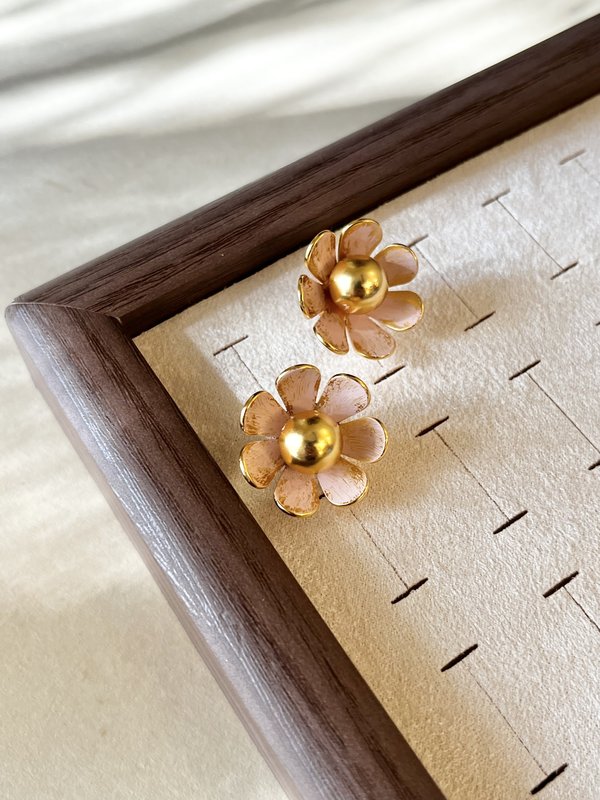 Pink Floral Studs