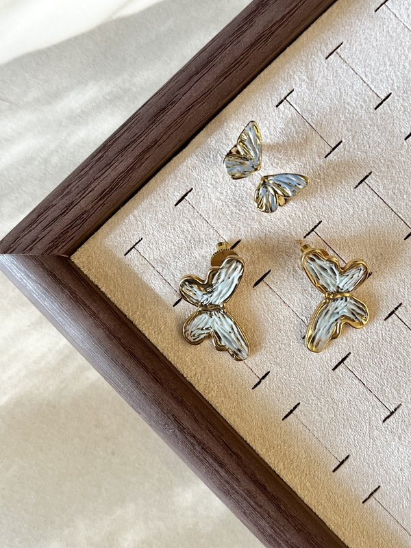 Baby Blue Butterfly Set (earrings + ring combo)