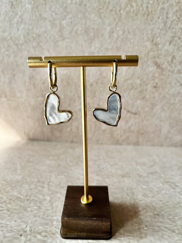 Natural Shell Heart Drop Earrings