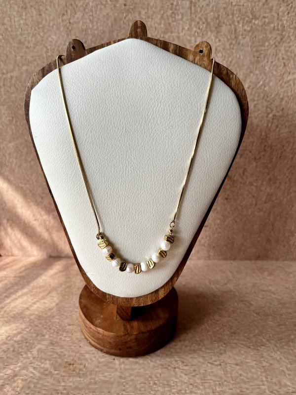 Natural Freshwater Pearls and Stainless Steel Beads