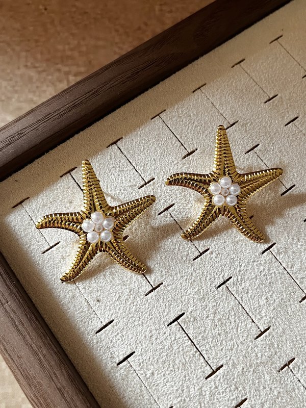Star Studs with Pearl Detailing